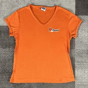 True Vintage Cleveland Browns V Neck‎ T Shirt Women's Large Orange Bende 70s 80s
